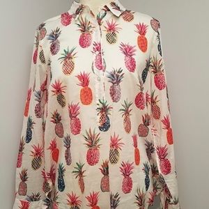 J Crew Ratti Pineapple Popover Long Sleeve Top 8